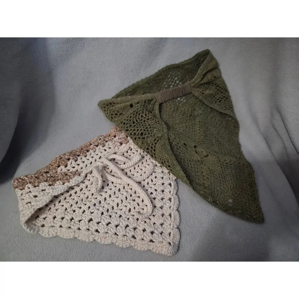 NamJosh Free People Set 2 Crochet Floral Headband Handkerchief Bohemian Hippie